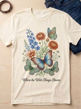 Butterfly Garden Cream Graphic Tee - Unbranded